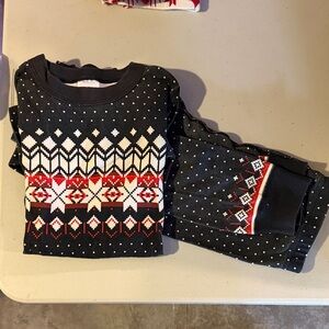 Hanna Andersson Black and Red Fair Isle Pajama Set